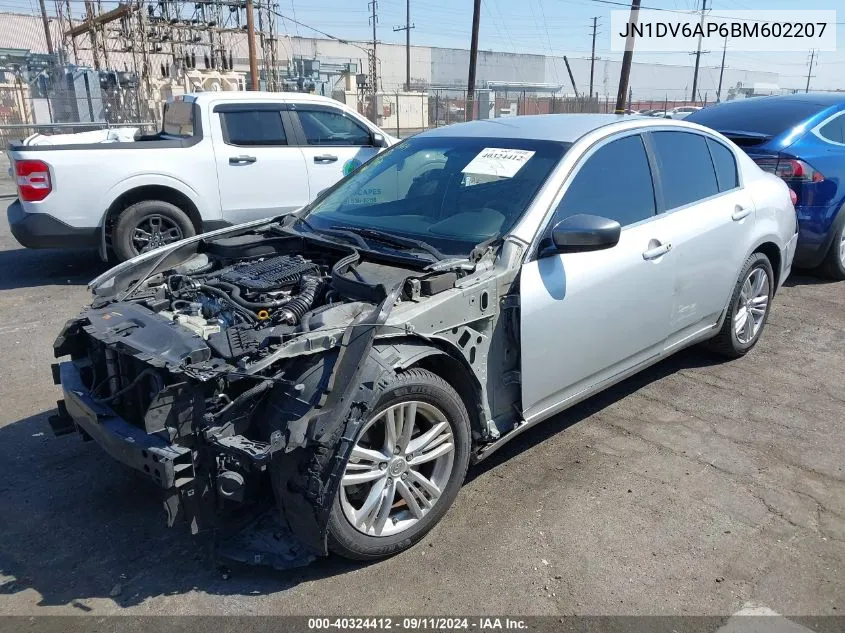 2011 Infiniti G25 Journey VIN: JN1DV6AP6BM602207 Lot: 40324412