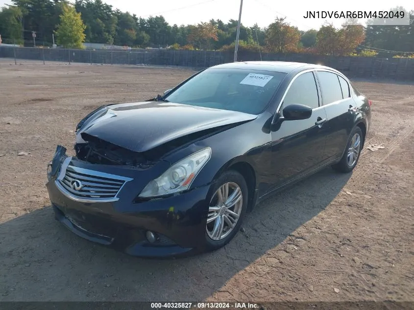 2011 Infiniti G25X VIN: JN1DV6AR6BM452049 Lot: 40325827