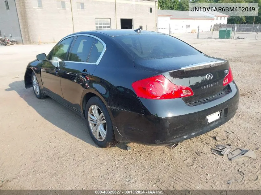 2011 Infiniti G25X VIN: JN1DV6AR6BM452049 Lot: 40325827