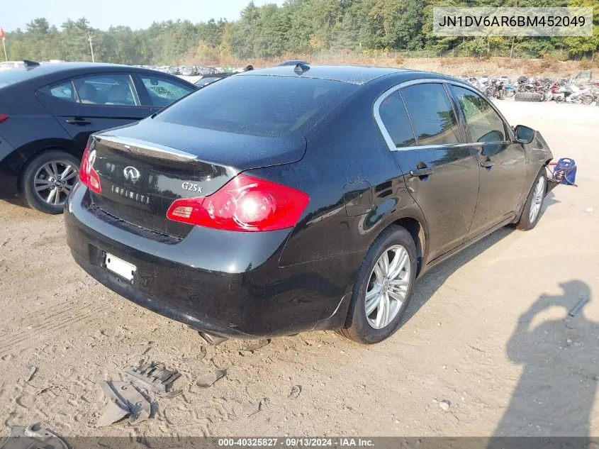 2011 Infiniti G25X VIN: JN1DV6AR6BM452049 Lot: 40325827