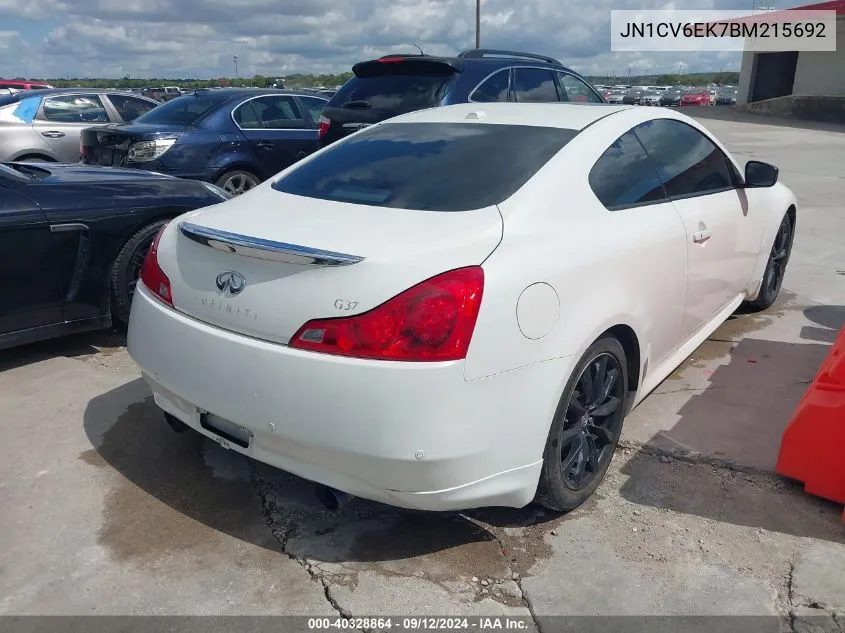 2011 Infiniti G37 Journey VIN: JN1CV6EK7BM215692 Lot: 40328864