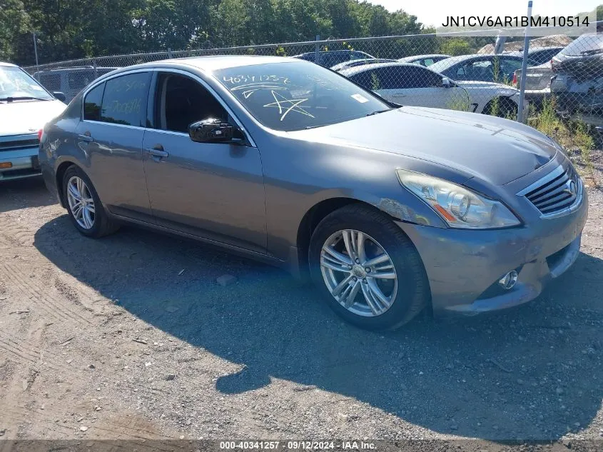 2011 Infiniti G37X VIN: JN1CV6AR1BM410514 Lot: 40341257