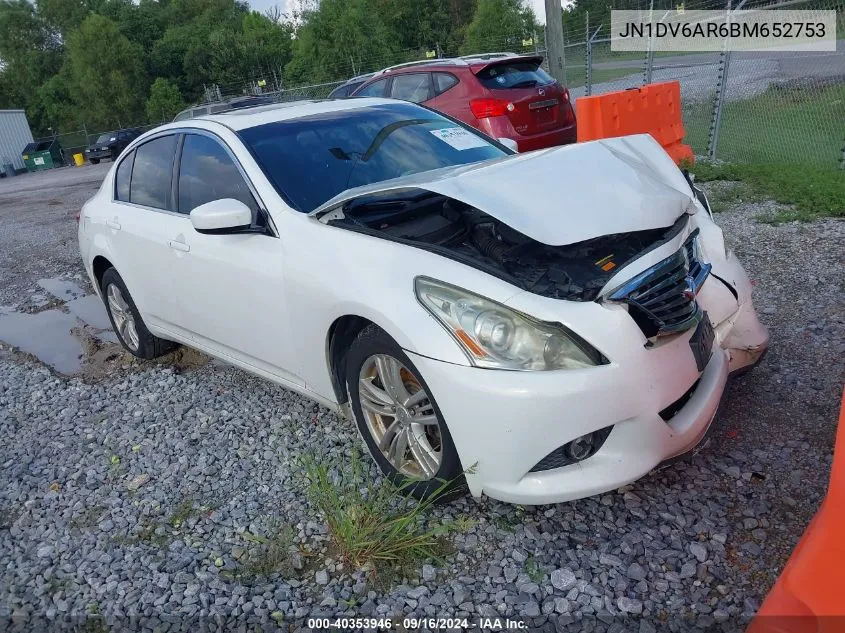 2011 Infiniti G25X VIN: JN1DV6AR6BM652753 Lot: 40353946