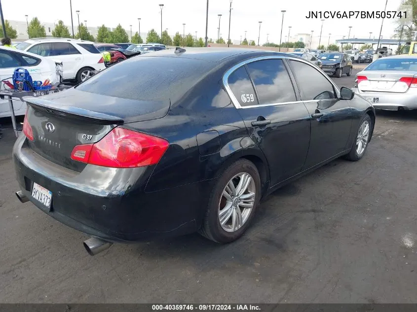 2011 Infiniti G37 Journey VIN: JN1CV6AP7BM505741 Lot: 40359746