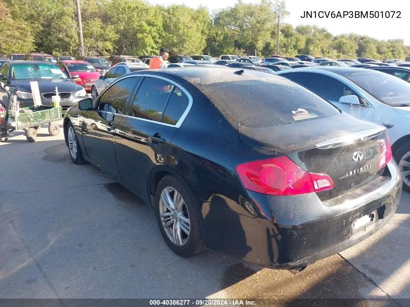 2011 Infiniti G37 Journey VIN: JN1CV6AP3BM501072 Lot: 40386277