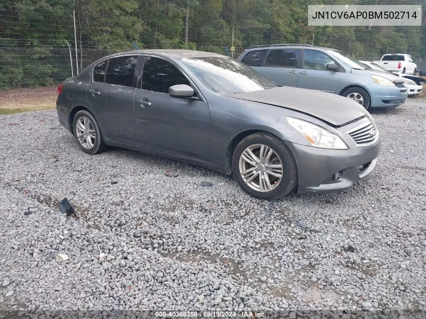 2011 Infiniti G37 Journey VIN: JN1CV6AP0BM502714 Lot: 40386358