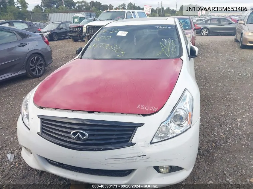 2011 Infiniti G25X VIN: JN1DV6AR3BM653486 Lot: 40393171