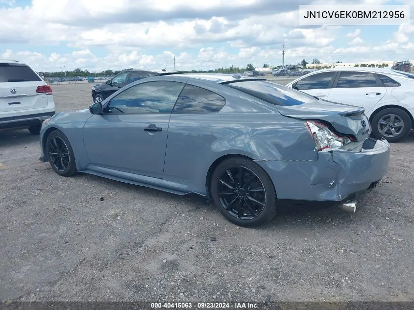 2011 Infiniti G37 Journey VIN: JN1CV6EK0BM212956 Lot: 40415063