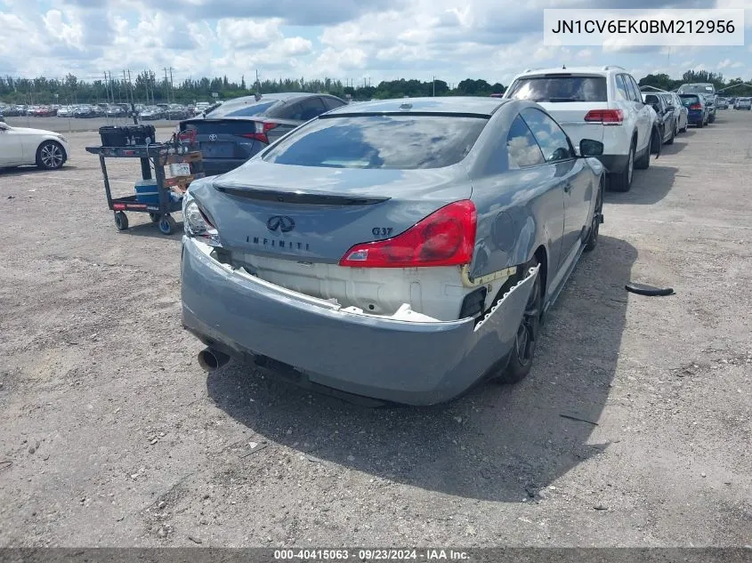 2011 Infiniti G37 Journey VIN: JN1CV6EK0BM212956 Lot: 40415063