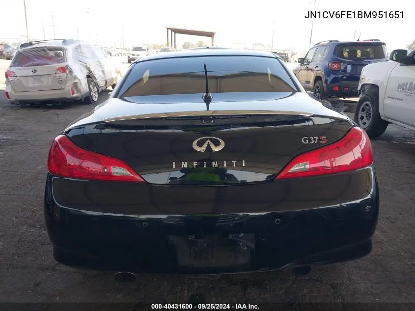 2011 Infiniti G37 VIN: JN1CV6FE1BM951651 Lot: 40431600