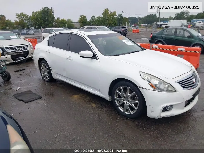 2011 Infiniti G37X VIN: JN1CV6AR0BM406325 Lot: 40436988