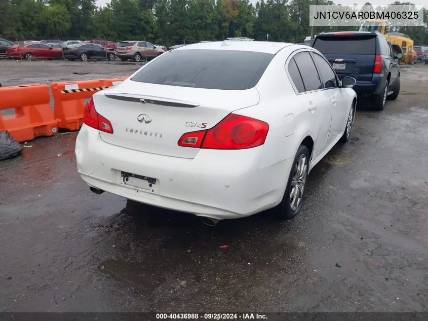 2011 Infiniti G37X VIN: JN1CV6AR0BM406325 Lot: 40436988