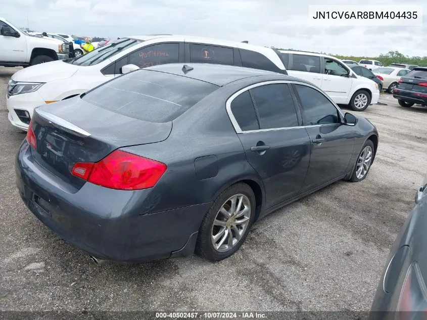 2011 Infiniti G37X VIN: JN1CV6AR8BM404435 Lot: 40502457