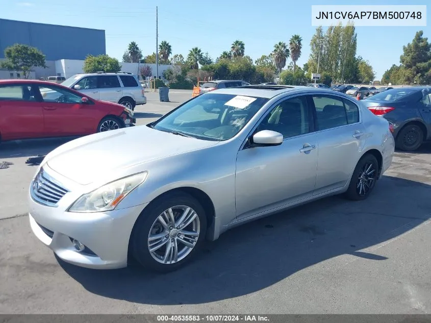 2011 Infiniti G37 Journey VIN: JN1CV6AP7BM500748 Lot: 40535583