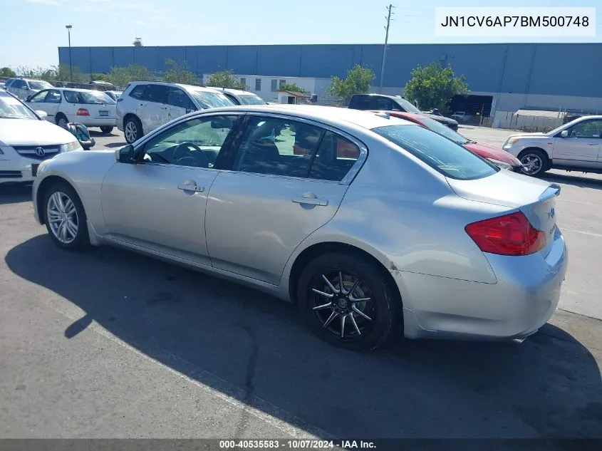 2011 Infiniti G37 Journey VIN: JN1CV6AP7BM500748 Lot: 40535583