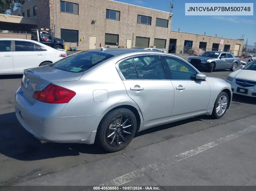 2011 Infiniti G37 Journey VIN: JN1CV6AP7BM500748 Lot: 40535583