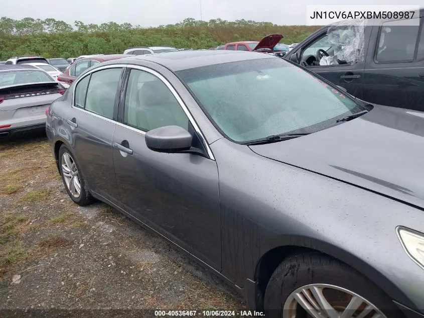 2011 Infiniti G37 Journey VIN: JN1CV6APXBM508987 Lot: 40536467