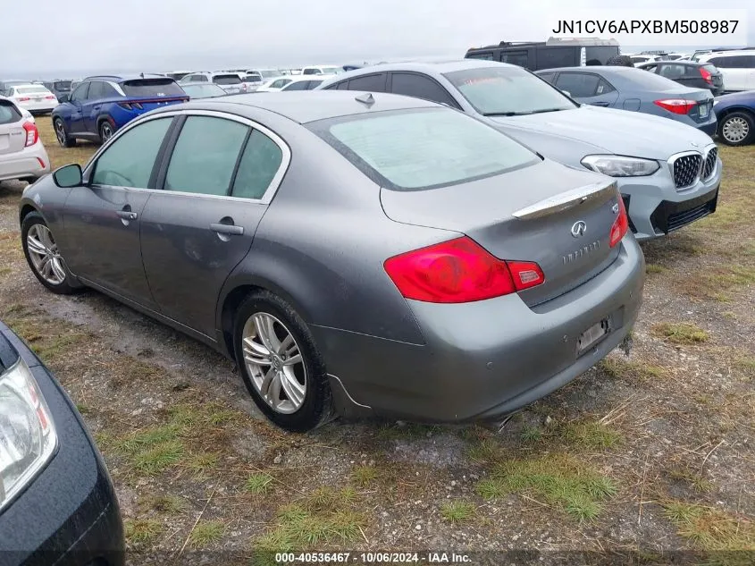 2011 Infiniti G37 Journey VIN: JN1CV6APXBM508987 Lot: 40536467