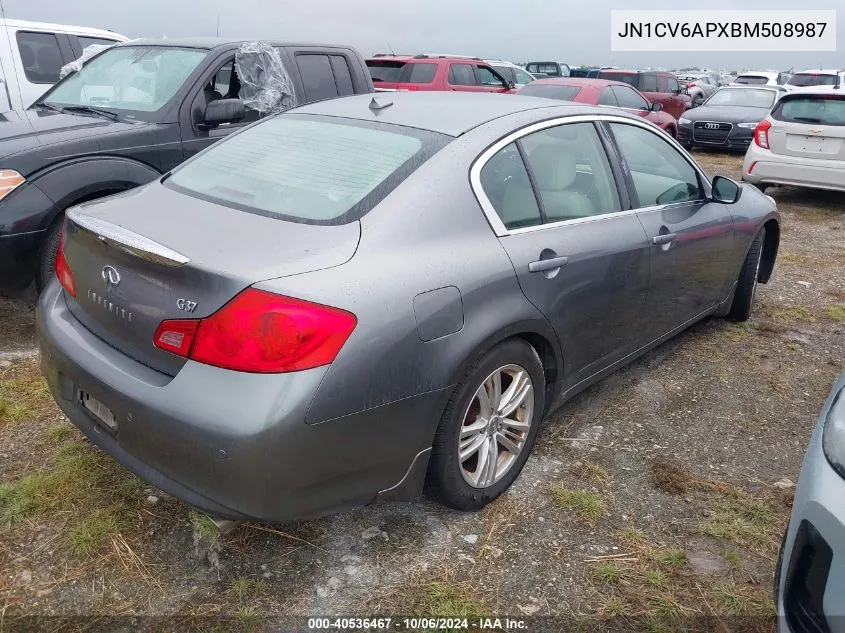 2011 Infiniti G37 Journey VIN: JN1CV6APXBM508987 Lot: 40536467