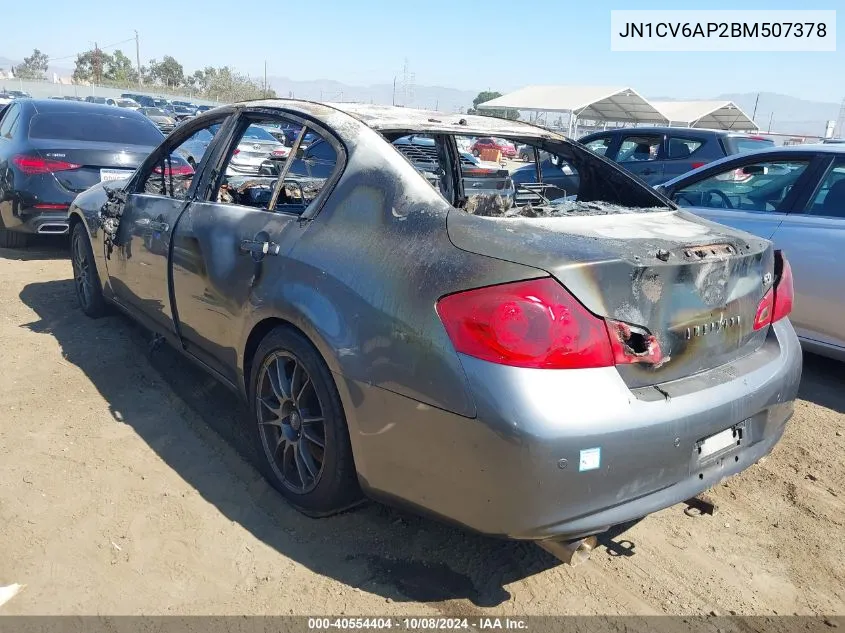 2011 Infiniti G37 Journey VIN: JN1CV6AP2BM507378 Lot: 40554404