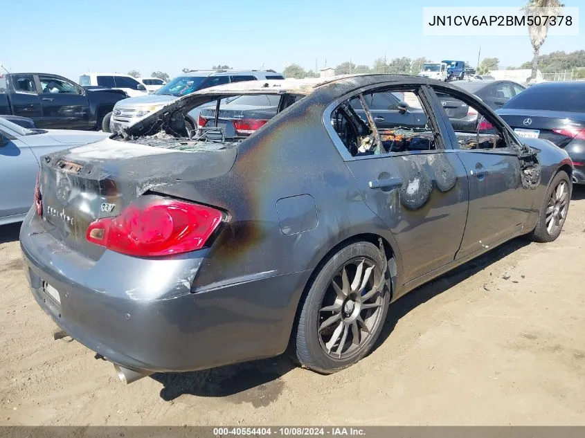 2011 Infiniti G37 Journey VIN: JN1CV6AP2BM507378 Lot: 40554404