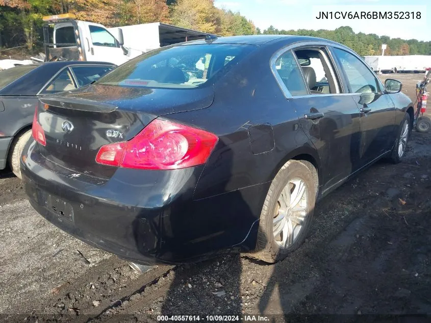 2011 Infiniti G37 VIN: JN1CV6AR6BM352318 Lot: 40557614