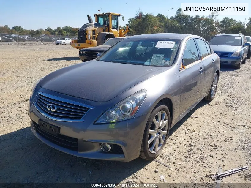 2011 Infiniti G37X VIN: JN1CV6AR5BM411150 Lot: 40574356