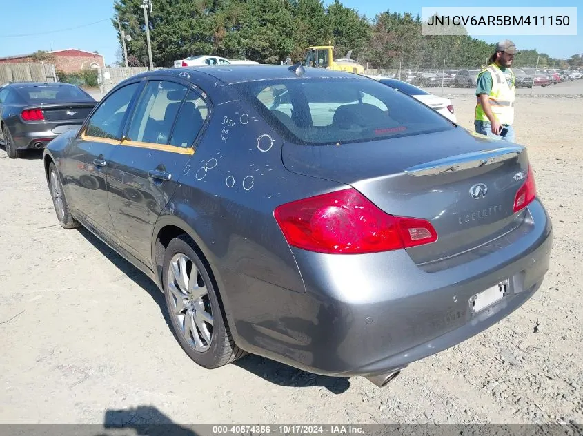 2011 Infiniti G37X VIN: JN1CV6AR5BM411150 Lot: 40574356