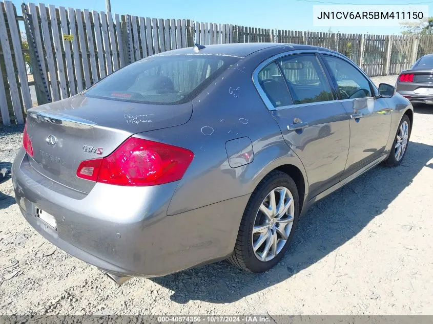 2011 Infiniti G37X VIN: JN1CV6AR5BM411150 Lot: 40574356