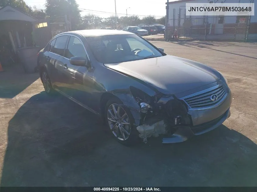 2011 Infiniti G37 Journey VIN: JN1CV6AP7BM503648 Lot: 40594225