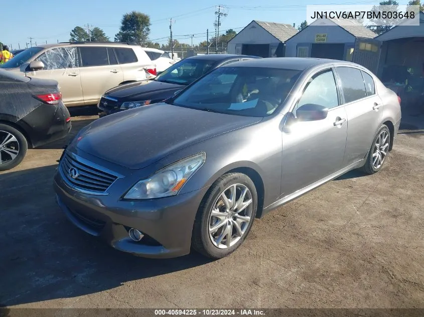 2011 Infiniti G37 Journey VIN: JN1CV6AP7BM503648 Lot: 40594225