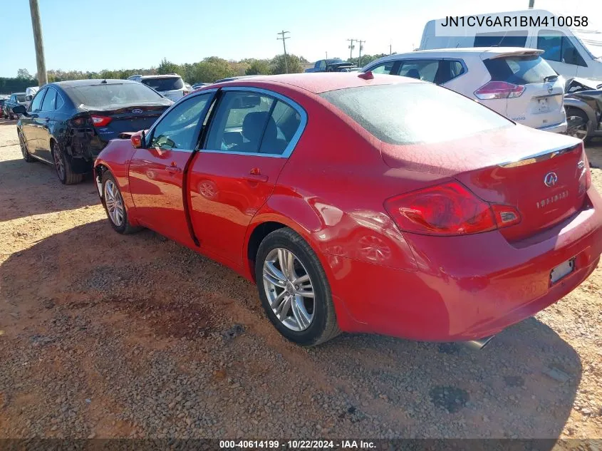 2011 Infiniti G37X VIN: JN1CV6AR1BM410058 Lot: 40614199