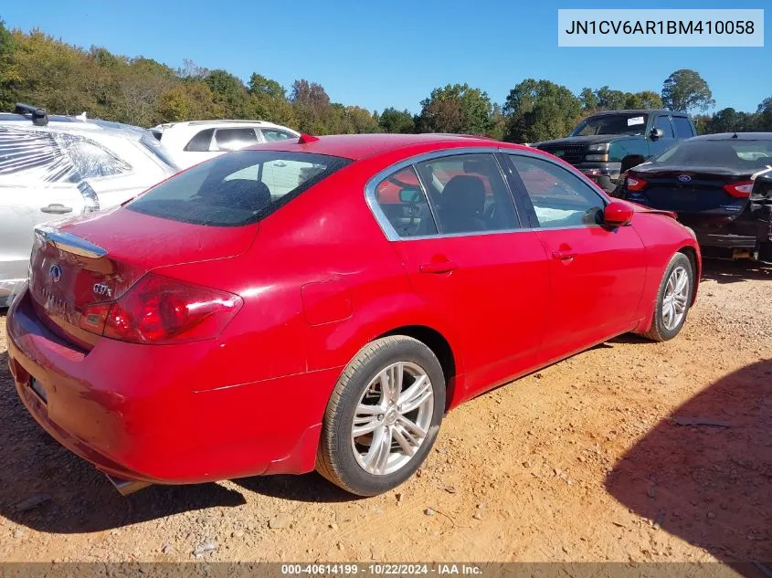 2011 Infiniti G37X VIN: JN1CV6AR1BM410058 Lot: 40614199