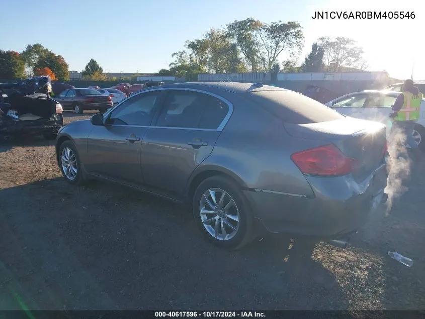 2011 Infiniti G37X VIN: JN1CV6AR0BM405546 Lot: 40617596