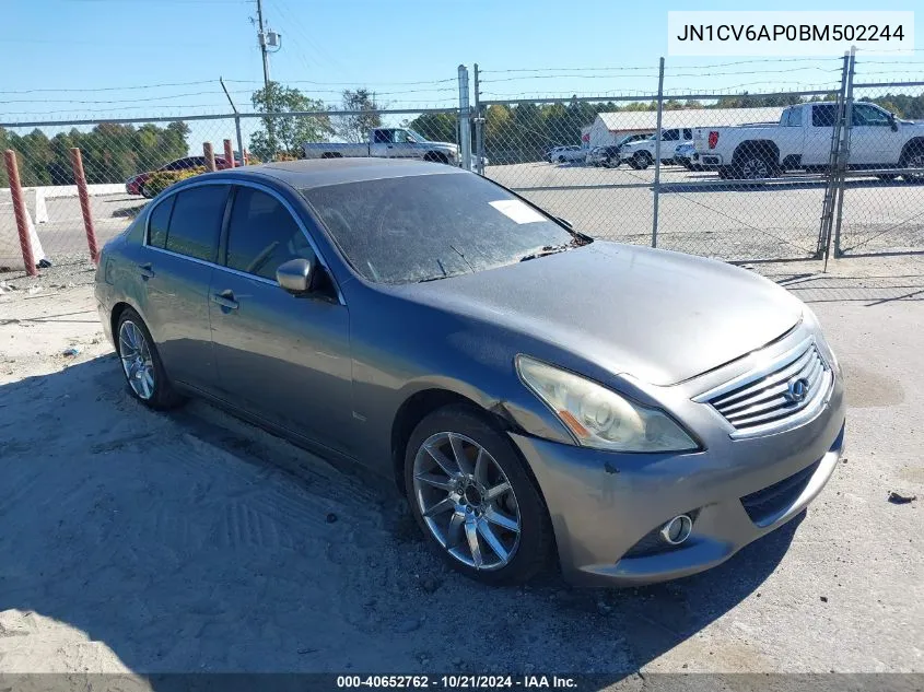 2011 Infiniti G37 Journey VIN: JN1CV6AP0BM502244 Lot: 40652762