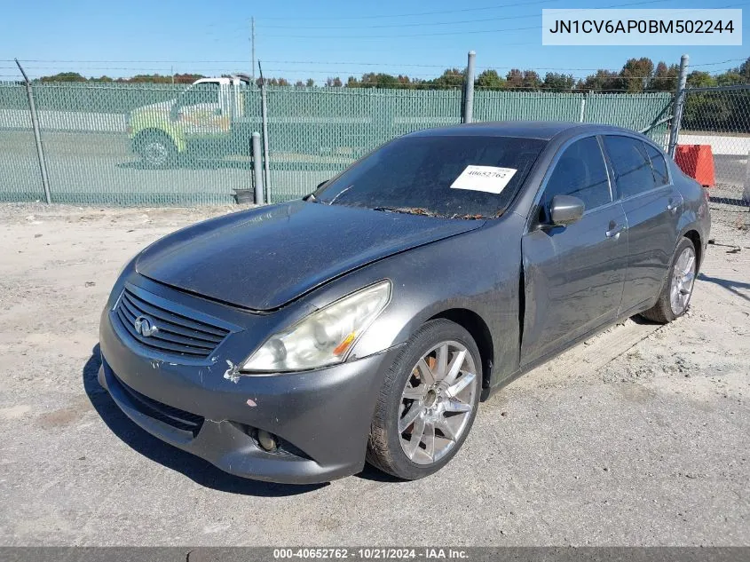 2011 Infiniti G37 Journey VIN: JN1CV6AP0BM502244 Lot: 40652762