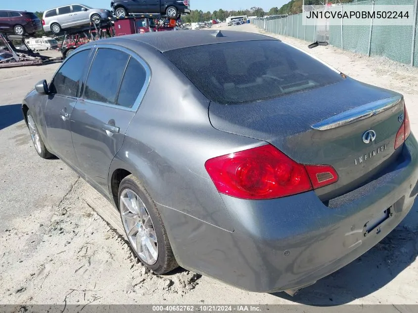 2011 Infiniti G37 Journey VIN: JN1CV6AP0BM502244 Lot: 40652762