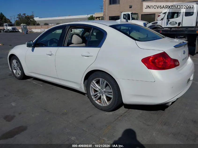 2011 Infiniti G37 Journey VIN: JN1CV6APXBM302097 Lot: 40658030