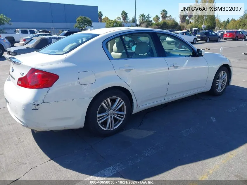 2011 Infiniti G37 Journey VIN: JN1CV6APXBM302097 Lot: 40658030