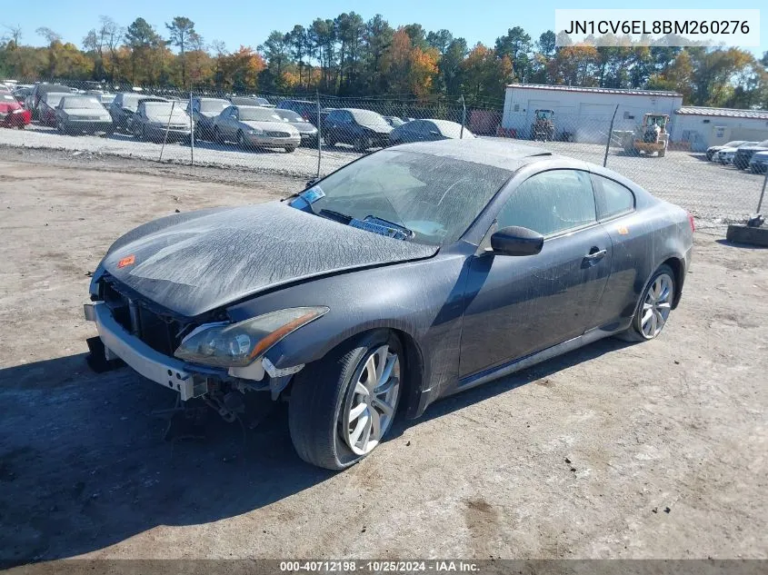 2011 Infiniti G37X VIN: JN1CV6EL8BM260276 Lot: 40712198