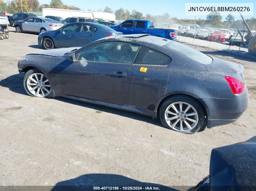 2011 Infiniti G37X VIN: JN1CV6EL8BM260276 Lot: 40712198