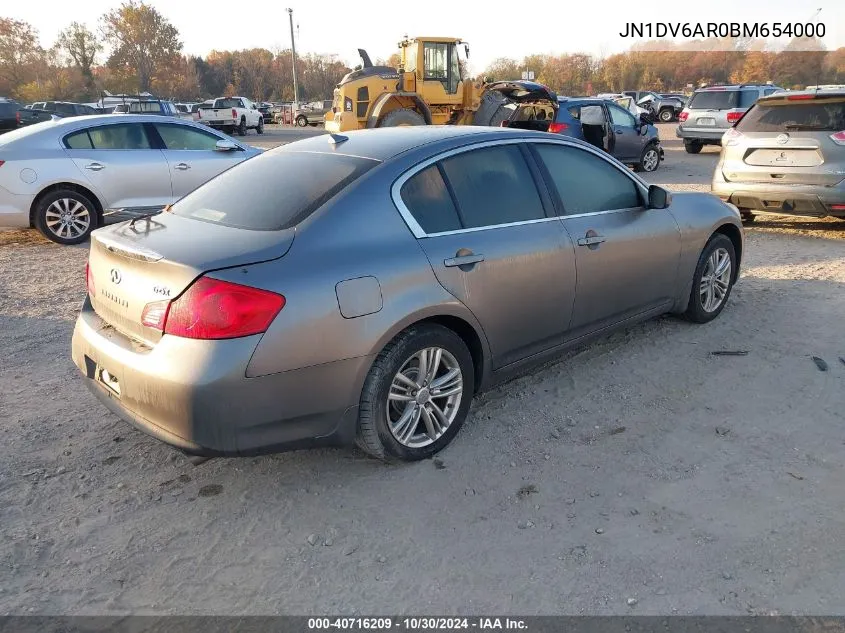 2011 Infiniti G25X VIN: JN1DV6AR0BM654000 Lot: 40716209