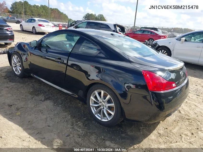 2011 Infiniti G37 Journey VIN: JN1CV6EK5BM215478 Lot: 40735341