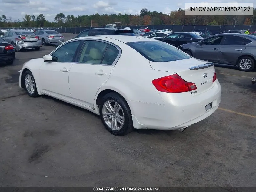 2011 Infiniti G37 Journey VIN: JN1CV6AP7BM502127 Lot: 40774888