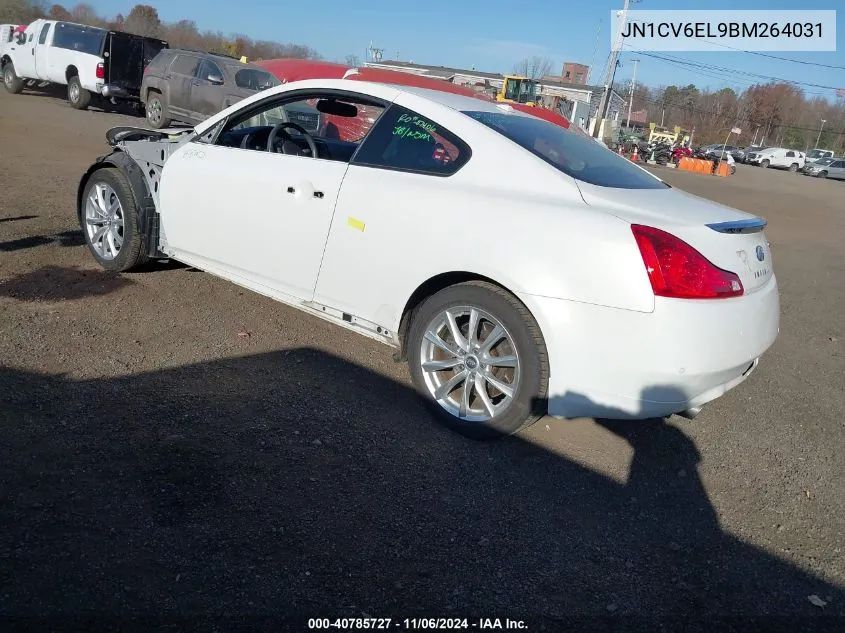 2011 Infiniti G37X VIN: JN1CV6EL9BM264031 Lot: 40785727