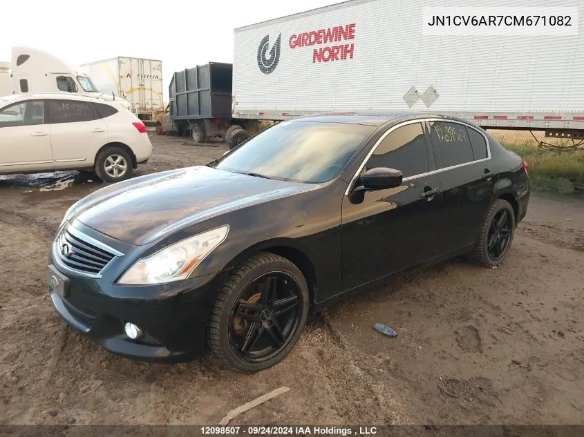 2012 Infiniti G37 VIN: JN1CV6AR7CM671082 Lot: 12098507