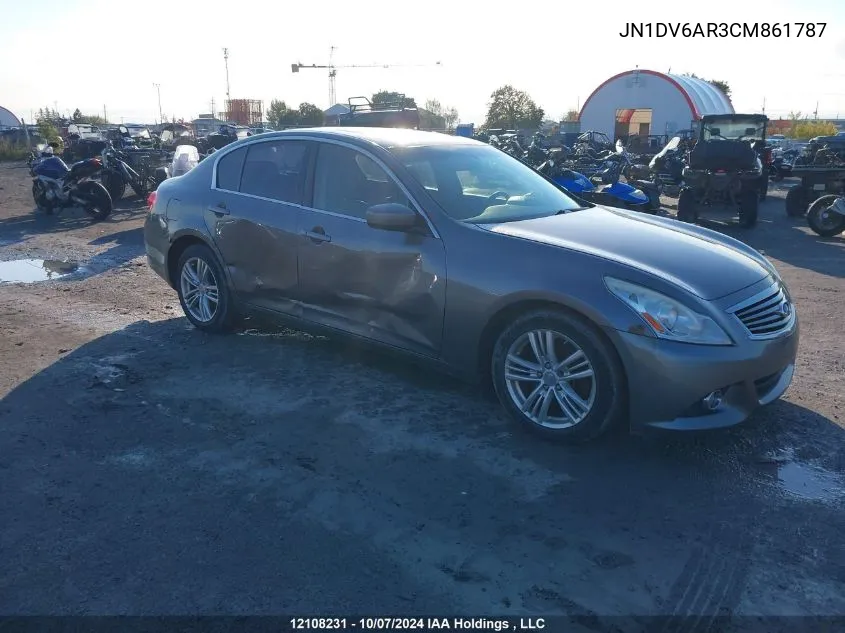 2012 Infiniti G25 VIN: JN1DV6AR3CM861787 Lot: 12108231