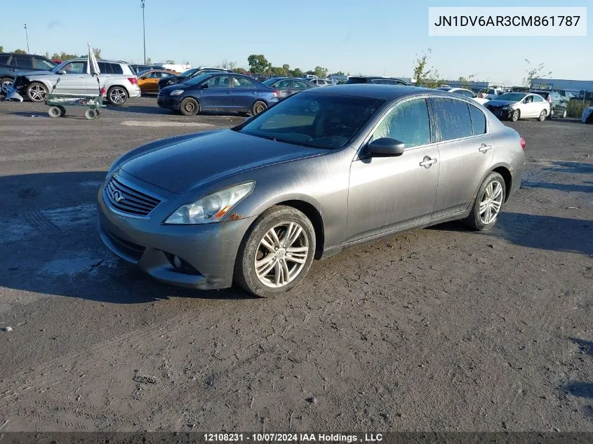 2012 Infiniti G25 VIN: JN1DV6AR3CM861787 Lot: 12108231