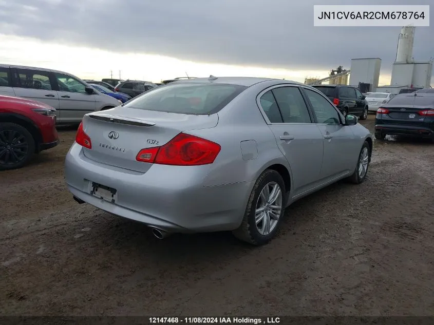 2012 Infiniti G37 VIN: JN1CV6AR2CM678764 Lot: 12147468