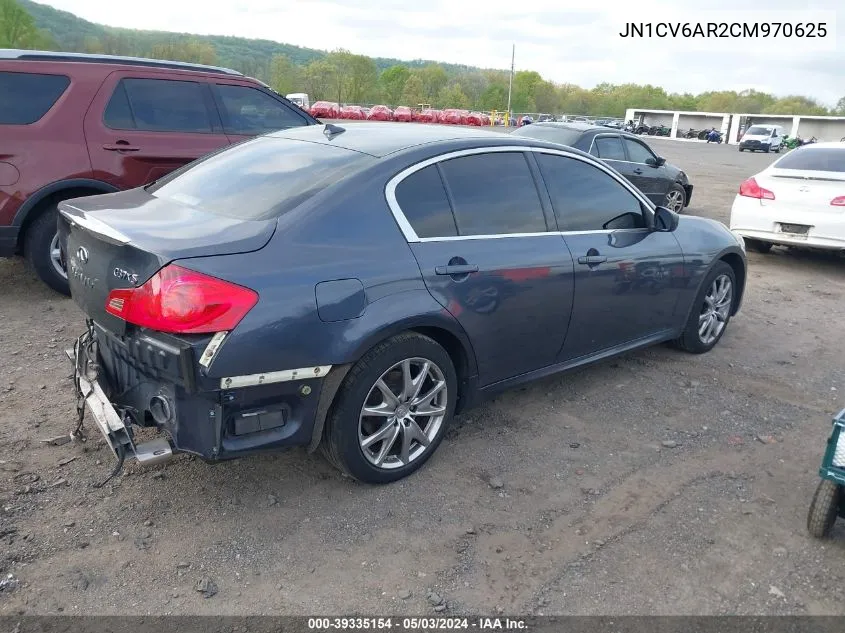 2012 Infiniti G37X VIN: JN1CV6AR2CM970625 Lot: 39335154